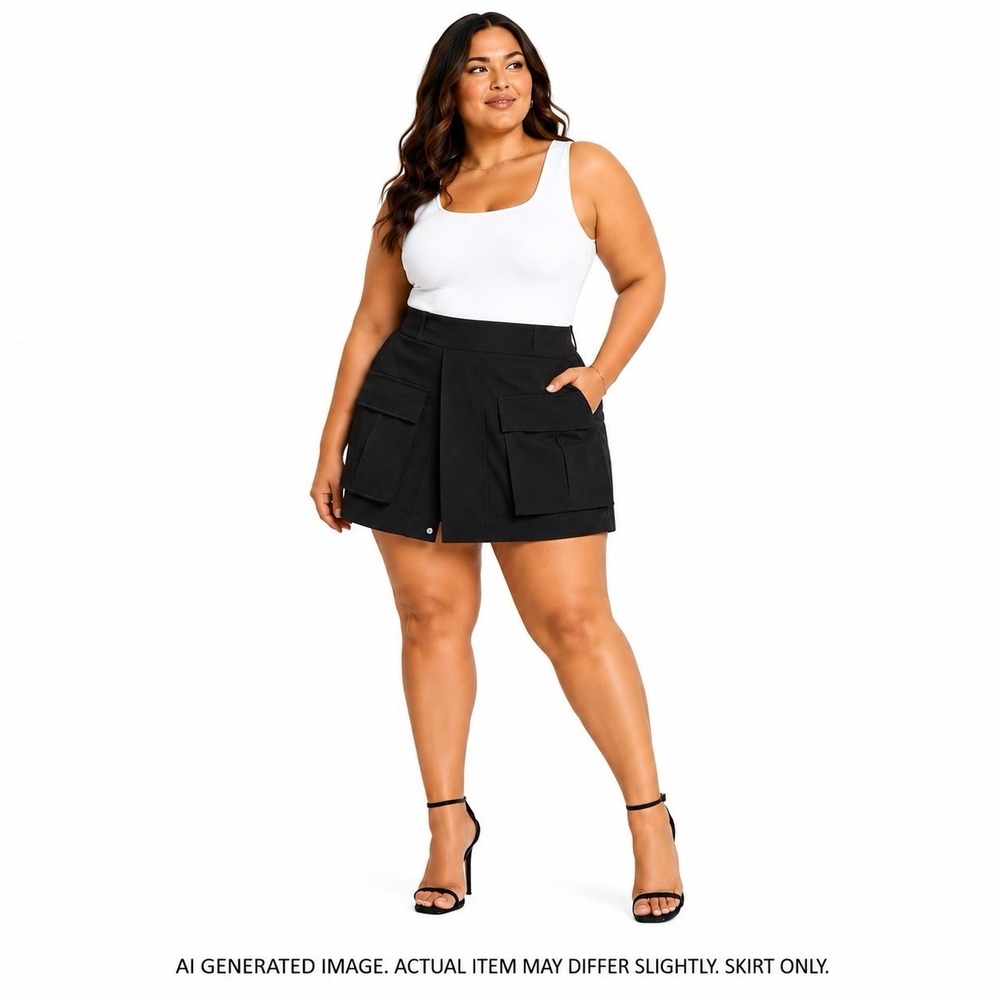 KBB by KAHLANA Womens The Duvet Cargo Skort Black Utility Plus 2X Streetwear NEW